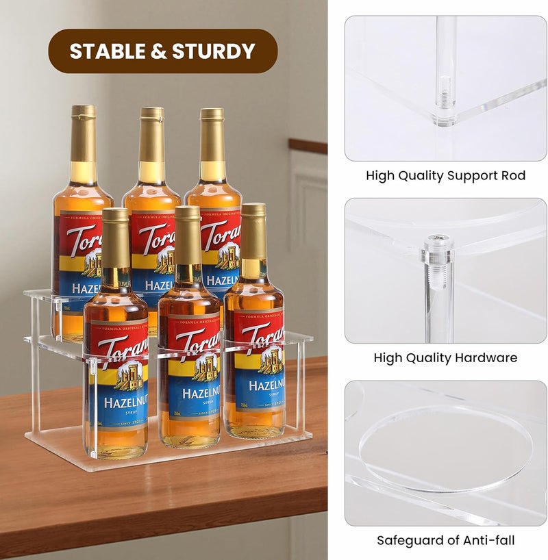 Baosia Acrylic Coffee Syrup Rack (6 Bottle Capacity),Syrup Bottle Holder Stand for Coffee Bar,Kitchen.Small Wine Rack for Bar,Family,Storage for Syrup,Wine,Condiments(Transparent) - Image 5